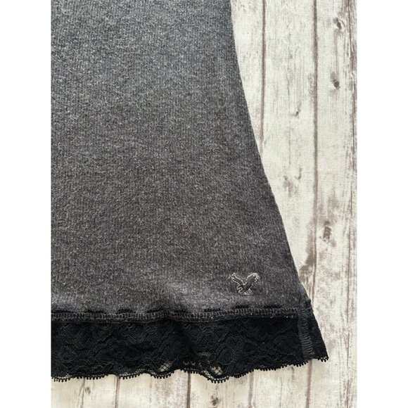 Y2k Dark Grey XS American Eagle Lace Tank  Cami Long Layering Shelf Bra - Picture 2 of 10
